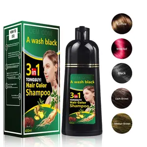 Wholesale 3 In 1 Nourishing Blond Brown black Semi Permanent Herbal ginseng hair dye shampoo