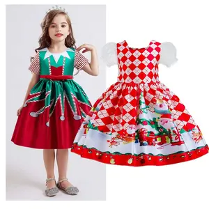 Nieuwe Jaar Meisje Kerst Jurk Baby Winter Sneeuwpop Vakantie Kinderkleding Party Kids Kerstman Kostuum Gift 4-9 jaar oud