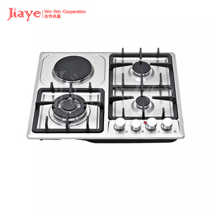 Table de cuisson à gaz encastrable 2 brûleurs 2 plaques électriques, <span class=keywords><strong>plaque</strong></span> de cuisson en acier inoxydable avec dispositif de sécurité anti-extinction de flamme pour cuisinière de cuisine - Product Image 2