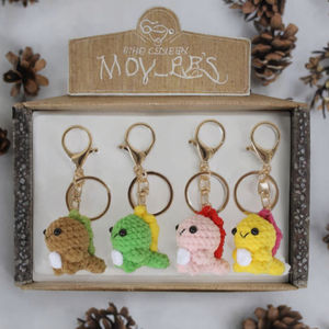 Mignon <span class=keywords><strong>mini</strong></span> dinosaure fil Crochet porte-clés Amigurumi Crochet jouets Animal poupée sac pendentif à breloque à la main Crochet dinosaure porte-clés - Product Image 3