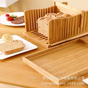 Étagère à pain en bambou, bois massif, 31,7x21,5x17 cm, pour le rangement des produits de boulangerie, avec trancheuse amovible - Product Image 3
