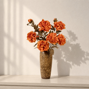 Bouquet de pivoines artificielles en plastique à 2 têtes, gaufrées, pour décoration photo écologique - Product Image 3