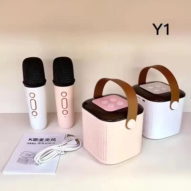 Y1 Portable Lampe Colorée Bt Mini Sans Fil Karaoké Tws Haut-Parleur Avec Son Stéréo Chant Microphone Et Lecteurs Audio Boîte K12