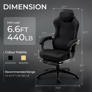 Ajunion Chơi Game Ghế 440lbs Nhiệm Vụ Nặng Nề Ghế Máy Tính Cao Cấp Microsuede Chất Liệu Gamer Ghế Lớn Và Cao 21.5 "Rộng Ghế - Product Image 3