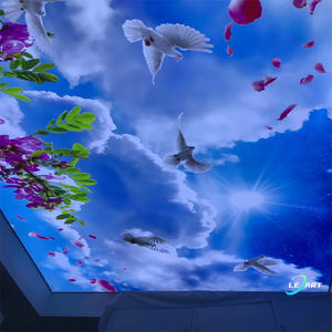 LeArt Pvc Plastic Lambri 3d Murals Faux soleil Techo Falso Stretch Ceiling for Shop Ceiling Design - Product Image 6