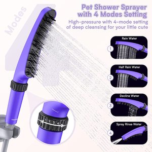 Accessoire de <span class=keywords><strong>douche</strong></span> pour chien, brosse de bain pour chien à 4 réglages pour le lavage, le récurage, le massage et le toilettage des chiens - Product Image 6