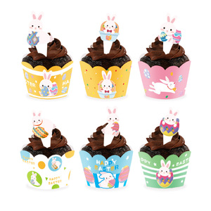 Décorations de gâteau de Pâques en papier réutilisables, design lapin, pour la fête de Pâques, fournitures de décoration de gâteaux - Product Image 2