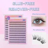 Cils réutilisables en cheveux synthétiques, style naturel effilé, grande capacité, 10 rangées, bande noire ultra-fine, segmentés, pour un look naturel des yeux