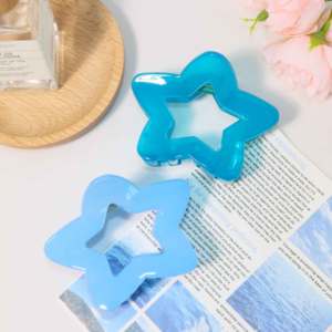 Pince à cheveux creuse <span class=keywords><strong>de</strong></span> 8 cm, esthétique étoilée, en résine brillante effet gelée cristalline, à maintien plat, confortable, en plastique incassable, accessoire <span class=keywords><strong>de</strong></span> fête - Product Image 3
