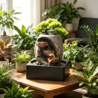 Ornement de relaxation pour la maison et le bureau, fontaine zen japonaise à 3 niveaux, pots en cascade, arbre bonsaï, pagode, décoration intérieure