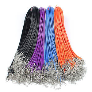 2mm/18 Inches Jewelry Cord Lobster Clasp Necklace Cord Waxed <strong>Leather</strong> Cord for Diy Jewelry Findings Accessories <strong>Leather</strong> <strong>Strips</strong> - Product Image 1