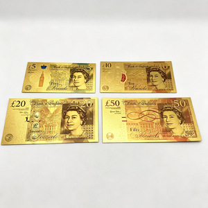 Billete de Banco Británico en Lámina de Oro GBP, 5, 10, 20, 50, 100, 7 Variantes, Colección Conmemorativa, Recuerdo, Regalo de Viaje - Product Image 1