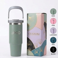 Vaso Térmico de Acero Inoxidable 304 de Doble Pared con Aislamiento al Vacío de 30oz, 2 en 1, con Tapa y Asa para Viajes en Auto, Venta al Por Mayor