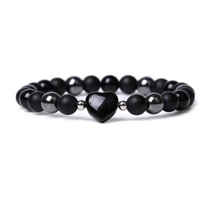 Natural Gemstone Heart <b>Bracelet</b> - Rose Quartz/Tiger Eye/Carnelian <b>Beaded</b> Stretch <b>Bracelet</b> for <b>Men</b> Women Couple Jewelry Gift - Product Image 6