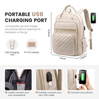 LOVEVOOK matelassé ordinateur sac de voyage étanche travail Business Purse Teacher Nurse 15.6in 17in femmes sac à dos pour ordinateur portable avec USB