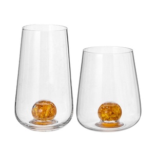 Mariage personnalisé luxe cristal feuille d'or boire Martini <span class=keywords><strong>champagne</strong></span> vin rouge verres gobelet ensemble - Product Image 4