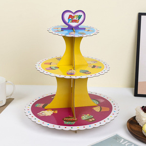 3 Tier <strong>Paper</strong> <strong>Cake</strong> Stand Cardboard Dessert Pastry Cupcake <strong>Display</strong> Stands for Wedding Birthday Party Decorating - Product Image 5