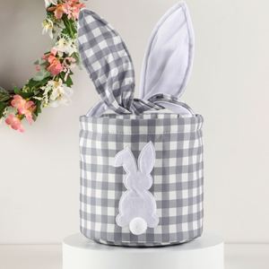 Panier brodé en toile à carreaux avec oreilles de lapin, panier personnalisé en gingham, panier à oreilles de lapin pour Pâques, idéal pour les cadeaux et la décoration de fête - Product Image 5