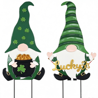 Piquet de jardin en fer peint à la main, motif Gnome de bienvenue pour la Saint-Patrick, décoration saisonnière pour la maison et les fêtes