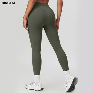 Pantaloni da Yoga Sexy a vita alta da donna in tinta unita in tessuto Spandex traspirante color carne <span class=keywords><strong>e</strong></span> pelle nuda con <span class=keywords><strong>Leggins</strong></span> elastici - Product Image 5