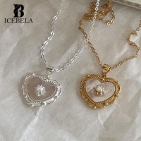 Collier élégant et à la mode en argent pur S925 avec pendentif en forme de cœur en coquillage exquis pour femmes