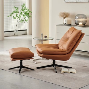 Fauteuil à bascule de bureau en cuir véritable, style moderne et confortable, mobilier durable pour salon et salle de séjour - Product Image 3