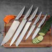 Ensemble de couteaux de cuisine professionnels Tc, couteau de chef, logo personnalisé, ensemble de couteaux en acier inoxydable avec manche en acier inoxydable