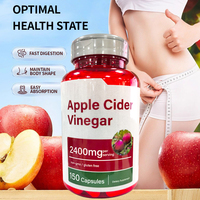 Vinaigre de cidre de pomme 2400mg sans sucre, végétalien, pour adultes : gestion du poids, métabolisme, digestion, santé intestinale, soutien immunitaire, antioxydant, amincissant