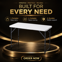 Table pliante moderne en polyéthylène, portable, pour l'extérieur, la maison, le camping, le bureau, avec structure en métal