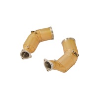 Downpipe Katalis Racing Stainless Steel Direct Fit Berkinerja Tinggi Tebal 1.5mm 100-500 Cell untuk Audi RS4 RS5 2.9T Warna Emas