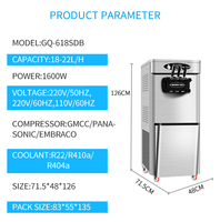 Mesin Es Krim Lembut GQ-618SDB Model Baru dengan 3 Rasa Buah Susu Air 20L/Jam Harga Pabrik