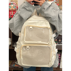 Custom Fashionable School <b>Backpack</b> Teenagers Clear Pvc Transparent Diy Badge Mesh Bag Waterproof Feature Oxford <b>Backpack</b> - Product Image 3