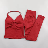 Ensemble de sport Yoga et course à séchage rapide, avec haut sans manches dos nu élégant et leggings froncés aux fesses