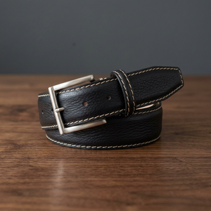 Equestrian Square Pin Buckle Belt Men Women Vintage Style Steel Heavy Duty Waterproof Eco-Friendly Cowhide Leather 3.8cm Width - Product Image 1