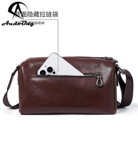 Sac bandoulière en cuir de vachette véritable AndoBag pour homme, sac messager décontracté pour homme, sac à main tendance pour le travail et les activités de plein air 6200 - Product Image 4