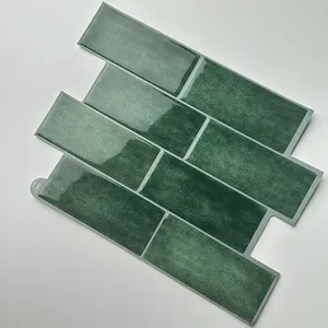 אפקט תלת מימד דביק עצמי עיצוב שיש ירוק נשלף אריחי סטיק על קיר