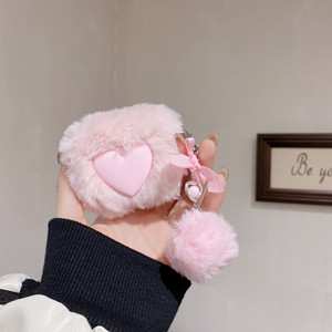 Fourrure de lapin <span class=keywords><strong>mignon</strong></span> dessin animé rose en peluche coeur aimant anti-chute accessoires pour écouteurs couverture pour <span class=keywords><strong>Airpods</strong></span> pro 1 2 3 étui pour écouteurs - Product Image 4