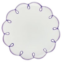 Assiettes de présentation en céramique à bord festonné, blanches, en porcelaine, avec bord rouge, pour la décoration de table de mariage ou de banquet