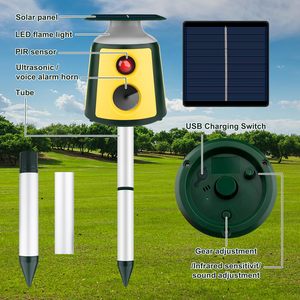New Design Solar Animal Control Device with Flame Light for Garden Farm Coyote Raccoon Dog <strong>Cat</strong> Monkey Bird Deterrent Flash Light - Product Image 6