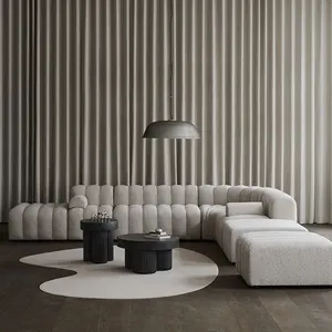 Luxo Wabi Sabi Móveis Creme Branco Modular Sofá Boucle Chaise Sofá Seccional Set Tecido Moderna Sala Conjuntos Sofá Nórdico