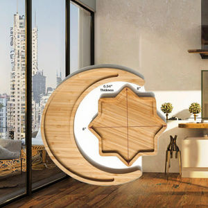 Assiettes à dîner en bois de bambou écologiques polies en forme de lune et d'étoile mignonnes Rani Industries RI335 - Product Image 3