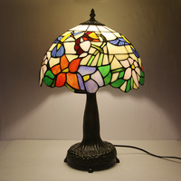 Lampe de table en verre teinté LongHuiJing de 12 pouces, abat-jour rose, base en alliage de zinc, E26 E27 110-220V, lampe de lecture vintage
