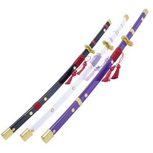 Épée d'anime Ming Hu, nouvelle épée en bois de bambou <span class=keywords><strong>Zoro</strong></span>, lame de démon à flamme violette, épée japonaise de cosplay - Product Image 1