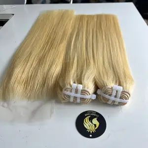 Golden Blonde 613 Cabello humano Máquina de trama doble lista para enviar Proveedor de colección de cabello nublado FEDEX