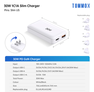 Tommox อะแดปเตอร์ PD 30W eup/kr Type-C ที่ชาร์จเร็วสุดคิวบ์สำหรับ <span class=keywords><strong>Samsung</strong></span> Galaxy S21/S21 <span class=keywords><strong>S22</strong></span> S23 PLUS - Product Image 3