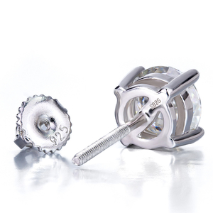 Pendientes de Moissanita: Pendientes de Plata de Ley con Moissanita Certificada D/VVS de Corte Brillante Redondo para Mujeres y Hombres - Product Image 2