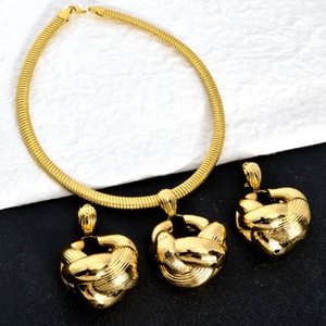 Conjuntos de Joyería de Aleación de Cobre con Baño de Oro de 14K, Diseño Africano, para Mujer, Aretes, Collar con Colgante, Alta Calidad, Geométrico, para Compromiso - Product Image 2