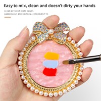 Palette de mélange pour ongles avec nœud en strass, plateau de présentation de gel à bord perlé, vente en gros