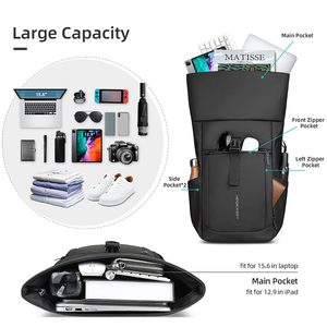 वीर नाइट कस्टम आधुनिक एक्सपेंड पुरुषों के लिए वाटरप्रूफ ट्रैवल टुक रोल रोल करने शहरी हाइकिंग डे पैक - Product Image 3