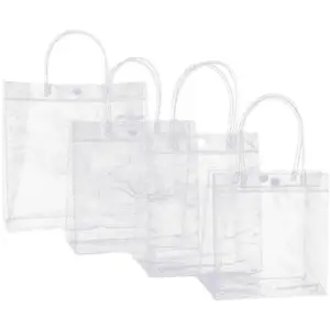 Bolsas de regalo de PVC transparente con asas Bolsas de plástico reutilizables Bolsas de compras transparentes